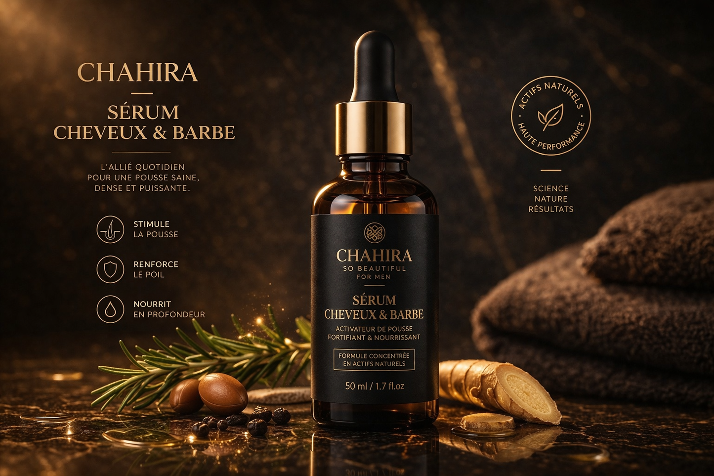 Sérum Repousse Cheveux & Barbe – Soin stimulant & densité capillaire (80 ml)