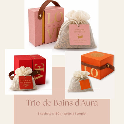 Trio de Bains d'Aura – Infusions de Bain Prêtes à l'Emploi (150g)