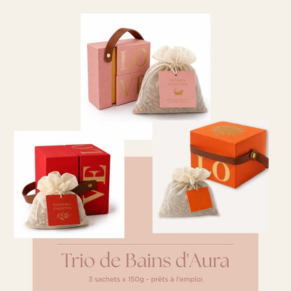 Trio de Bains d'Aura – Infusions de Bain Prêtes à l'Emploi (150g)