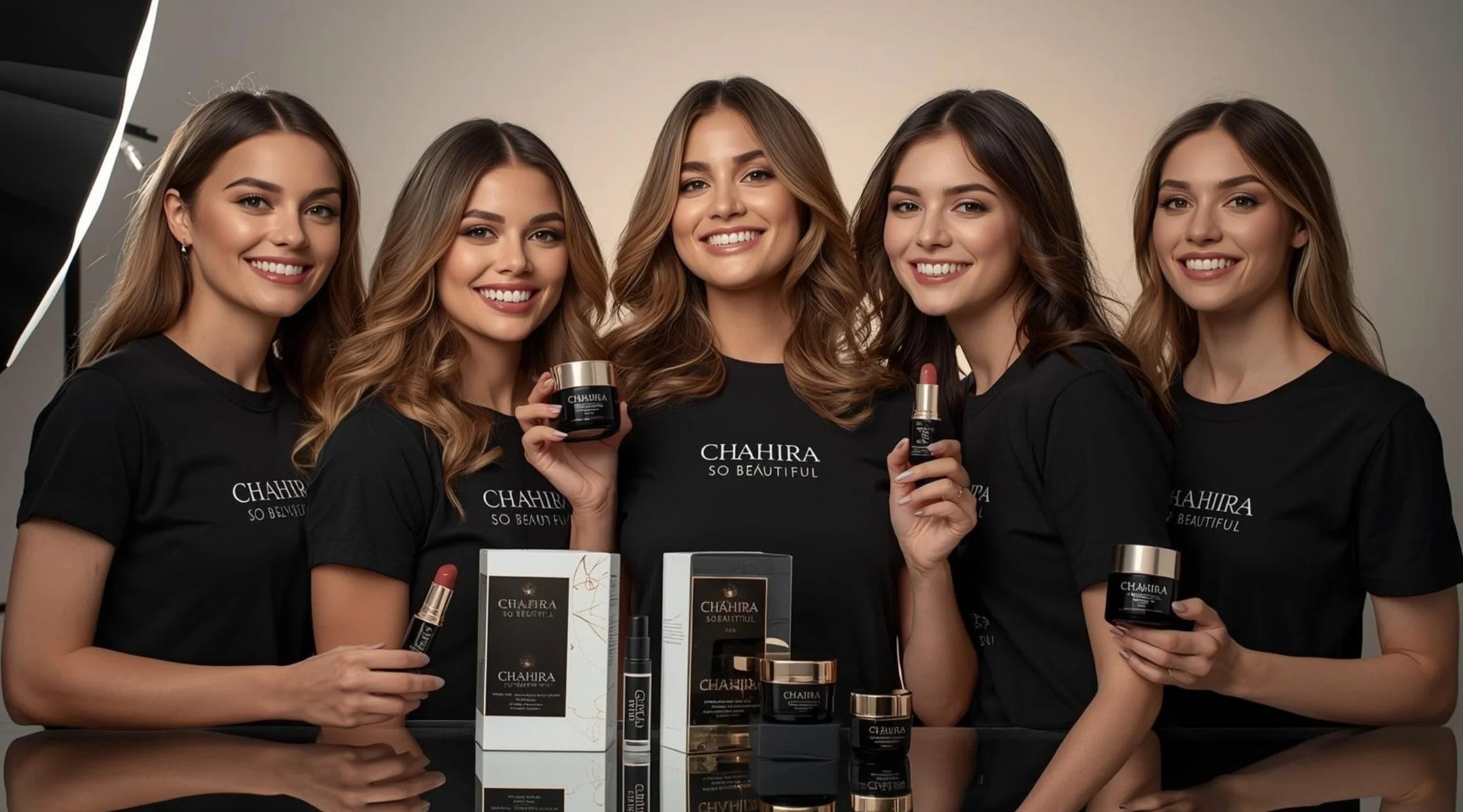 Equipe Chahira So Beautiful avec les produits de soin