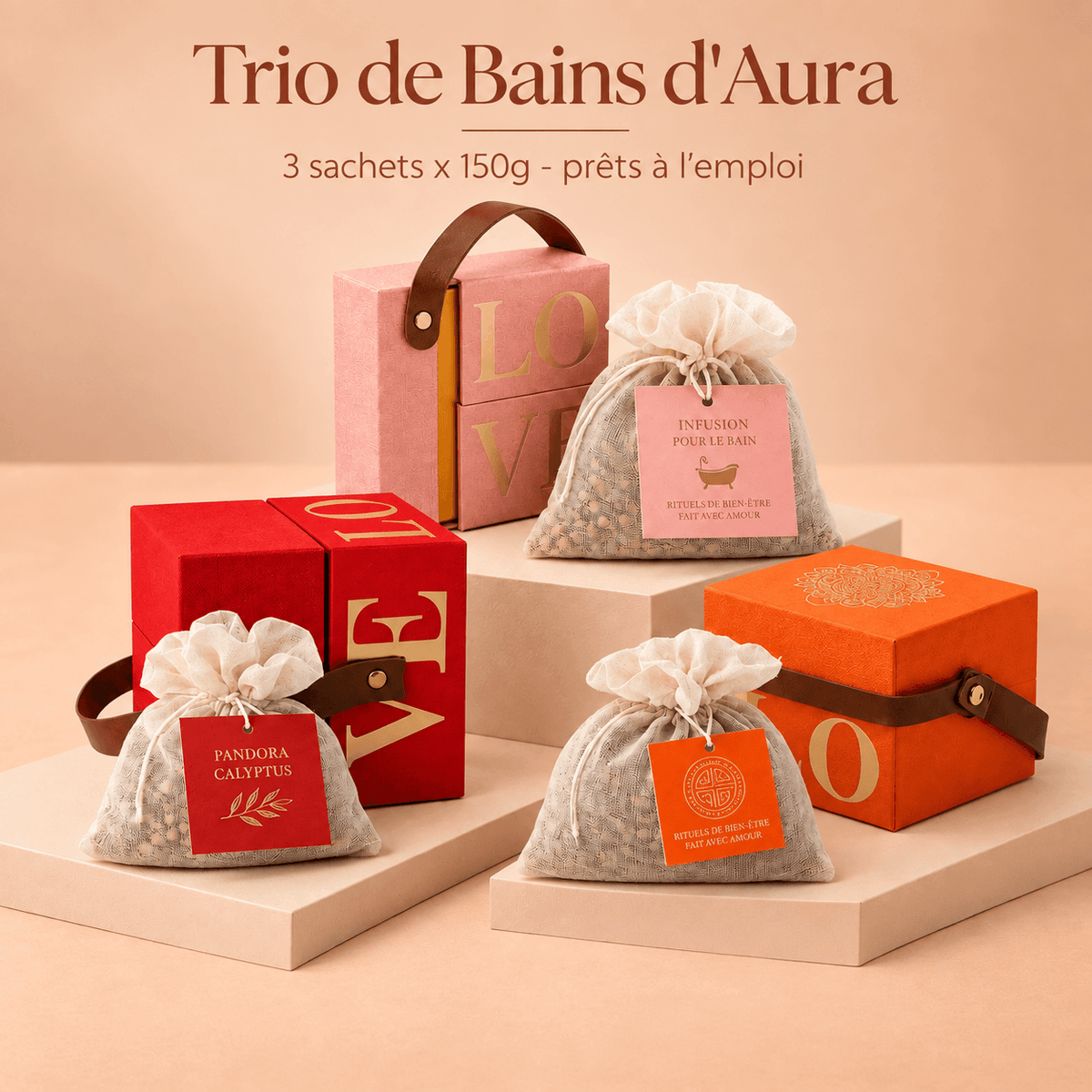 Bains d'Aura - Le Trio – Infusions de Bain Prêtes à l'Emploi (150g)