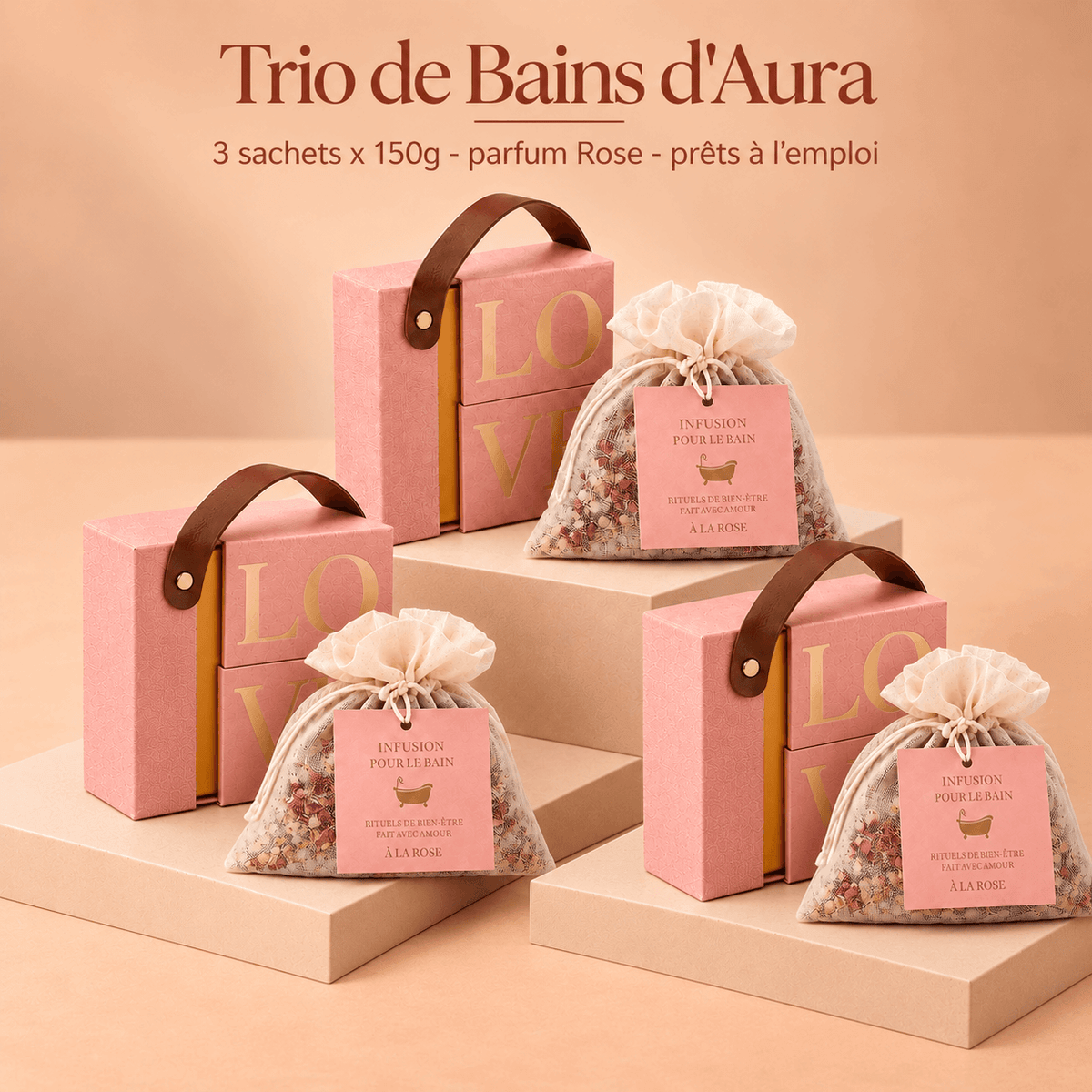 Bains d'Aura - Le Trio – Infusions de Bain Prêtes à l'Emploi (150g)
